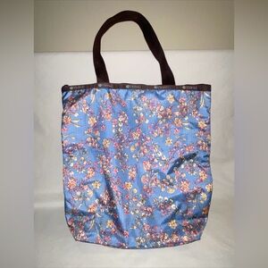 Le Sportsac LAELIA FLORAL 2- COLOR Blue Celadon Green SHOULDER BAG VGC